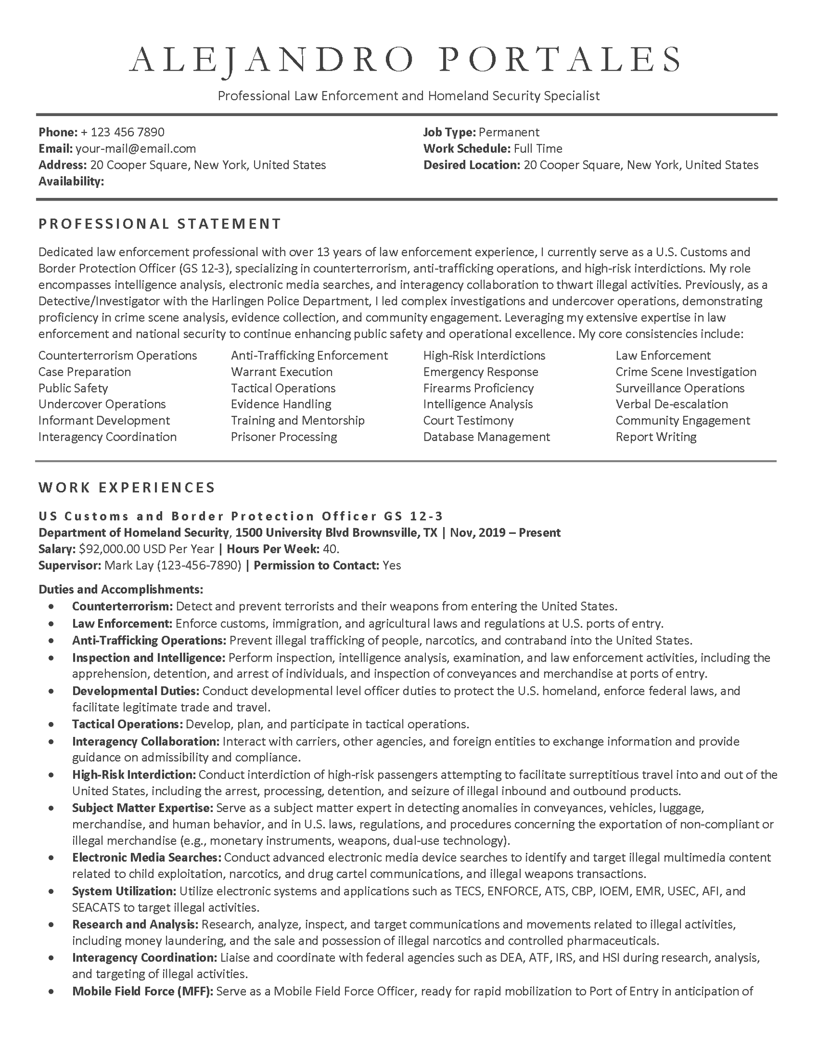 Federal Resume Example