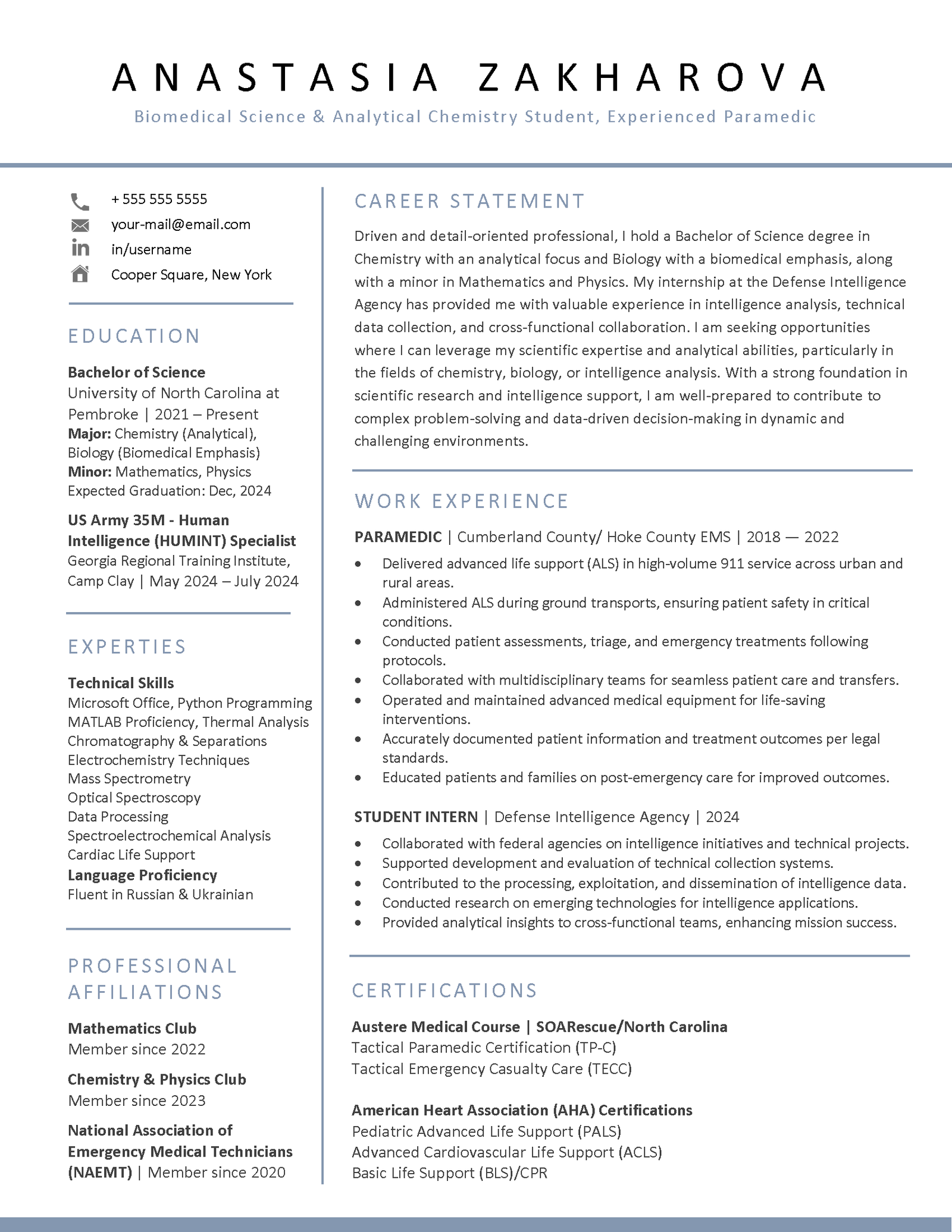 Early Career Level Example