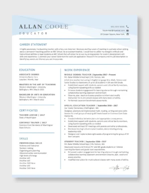 Teacher Resume Template 1