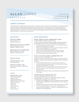 Teacher Resume Template 1