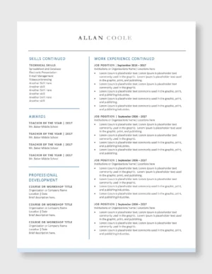 Teacher Resume Template 1