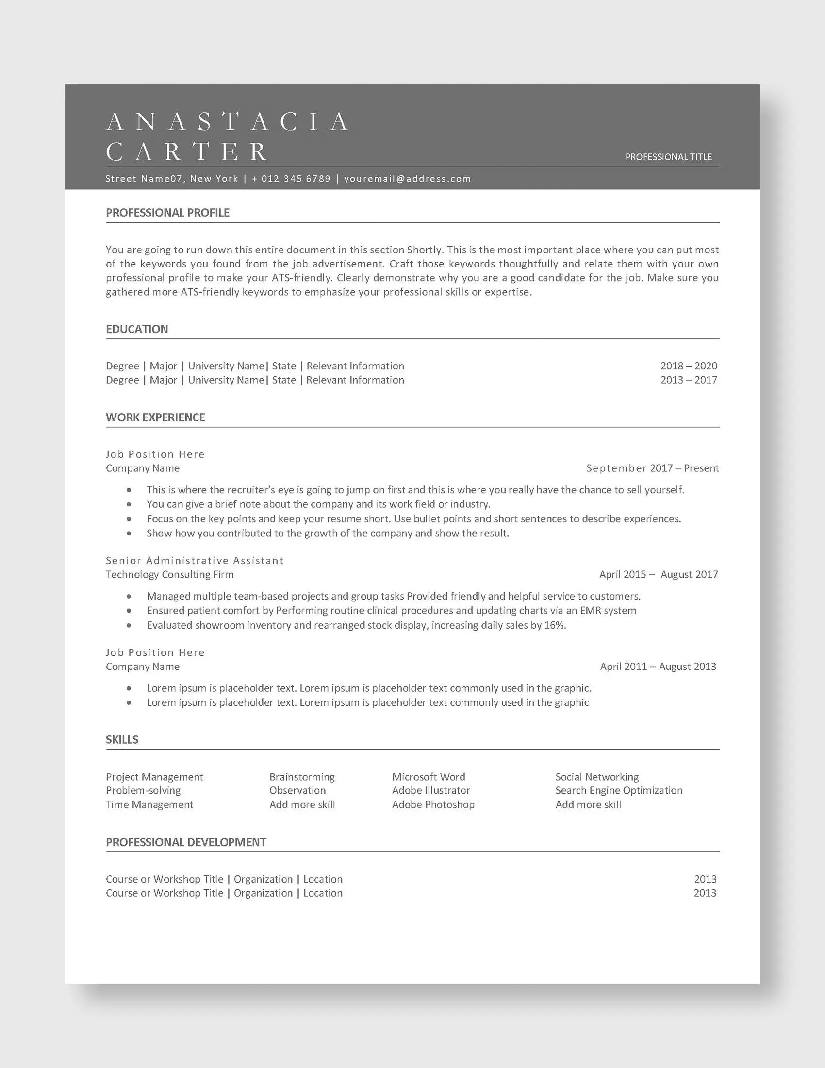 Anastacia_ATS_Resume_Template_1_Page_Resume