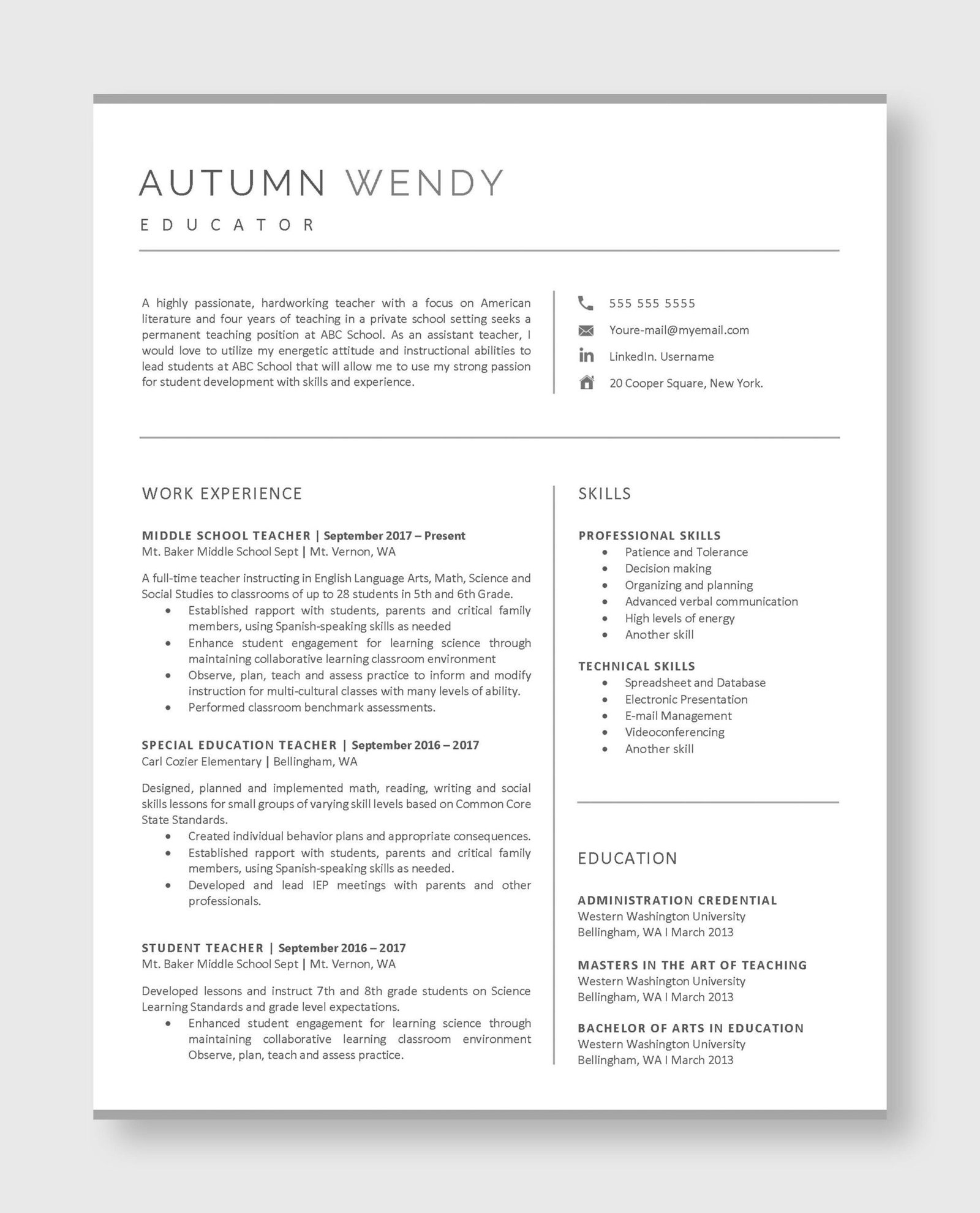Teacher Resume Template 2 - Image 2