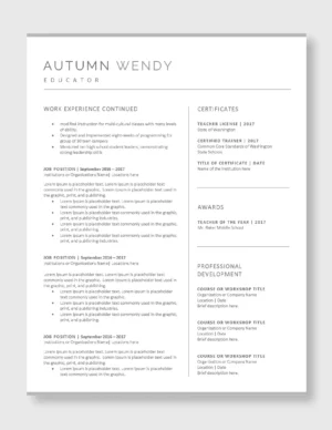 Teacher Resume Template 2