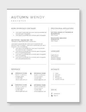 Teacher Resume Template 2