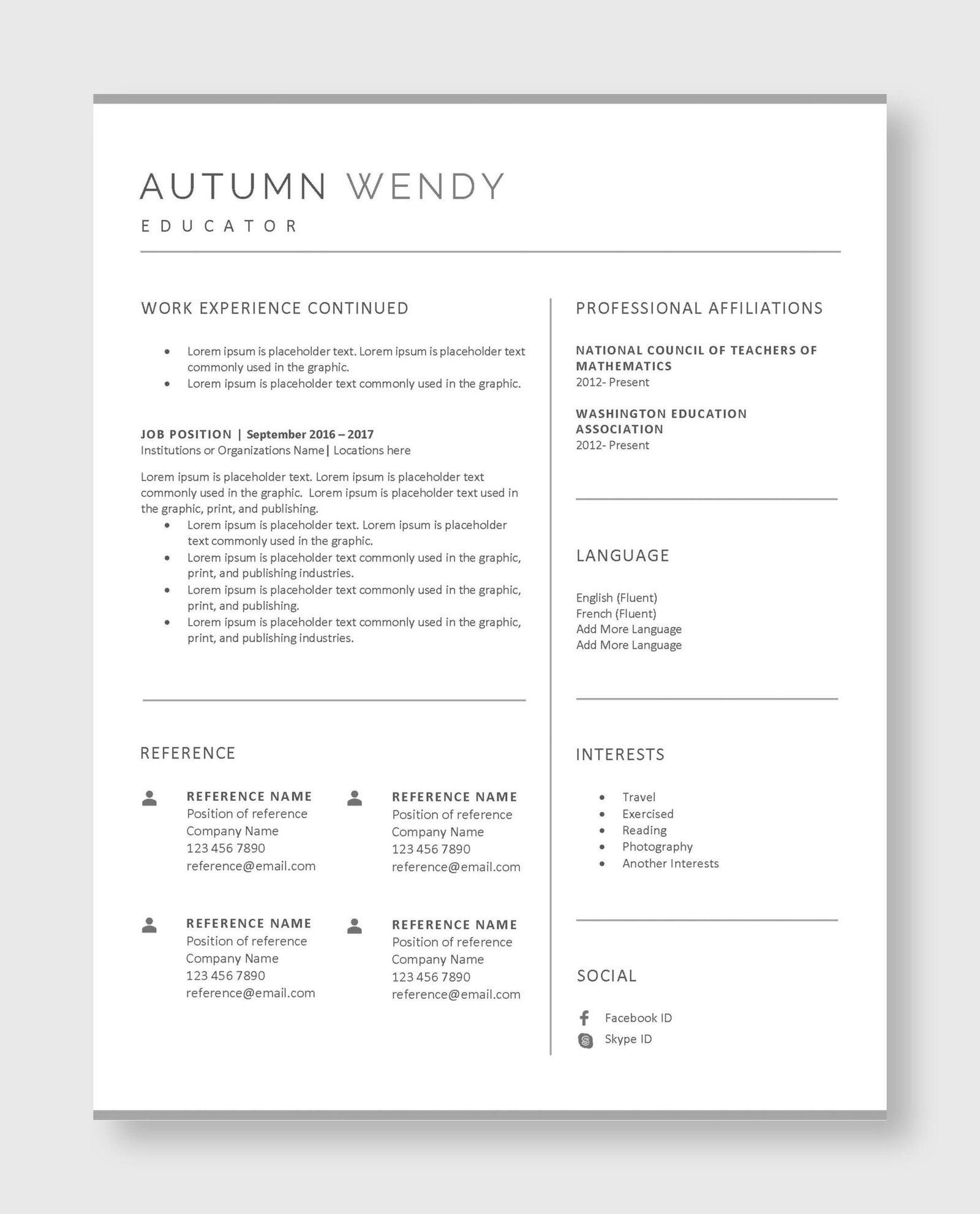 Teacher Resume Template 2 - Image 4
