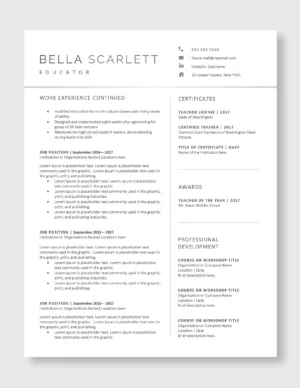 Teacher Resume Template 3