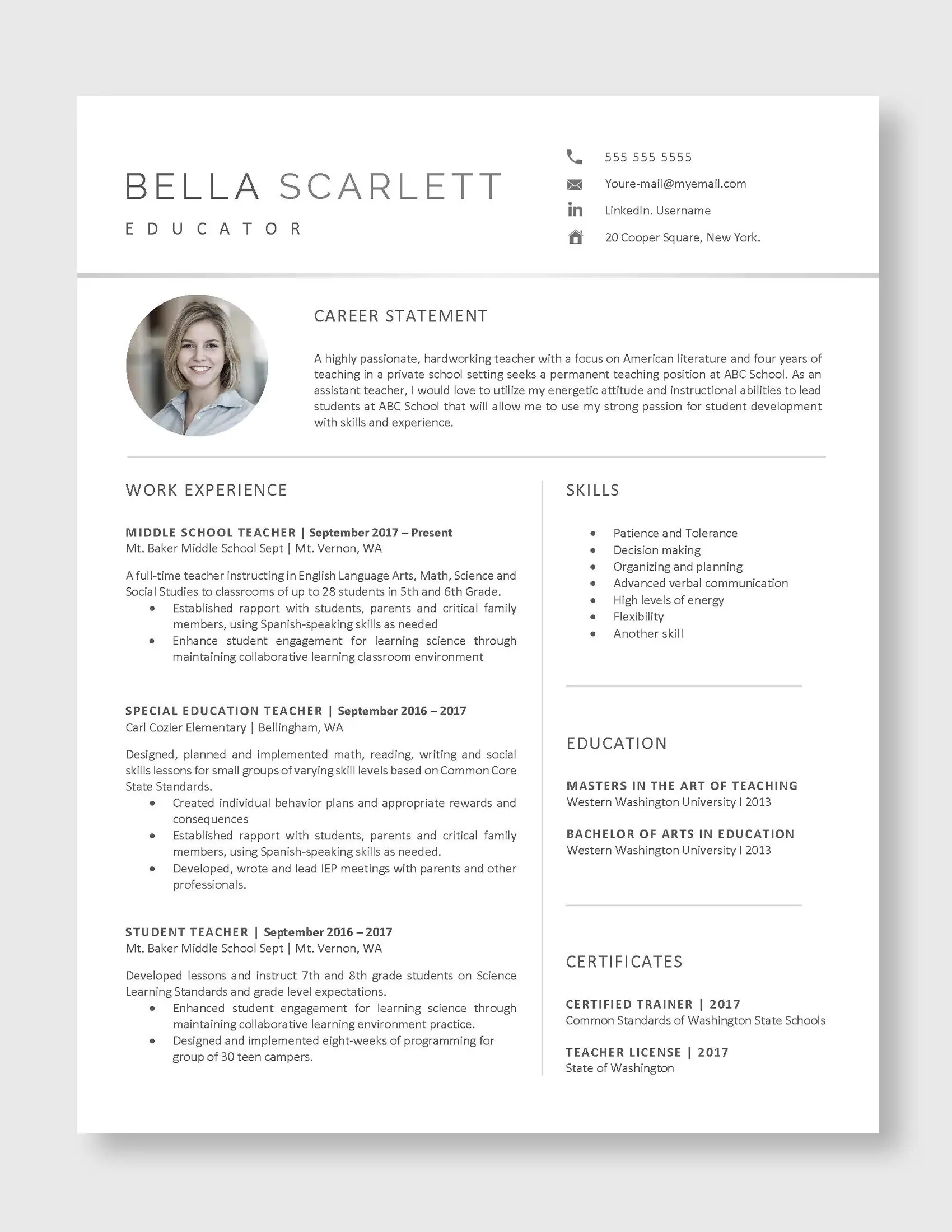 BELLA_SCARLETT_Teacher_Teacher_resume_1Page_US-1