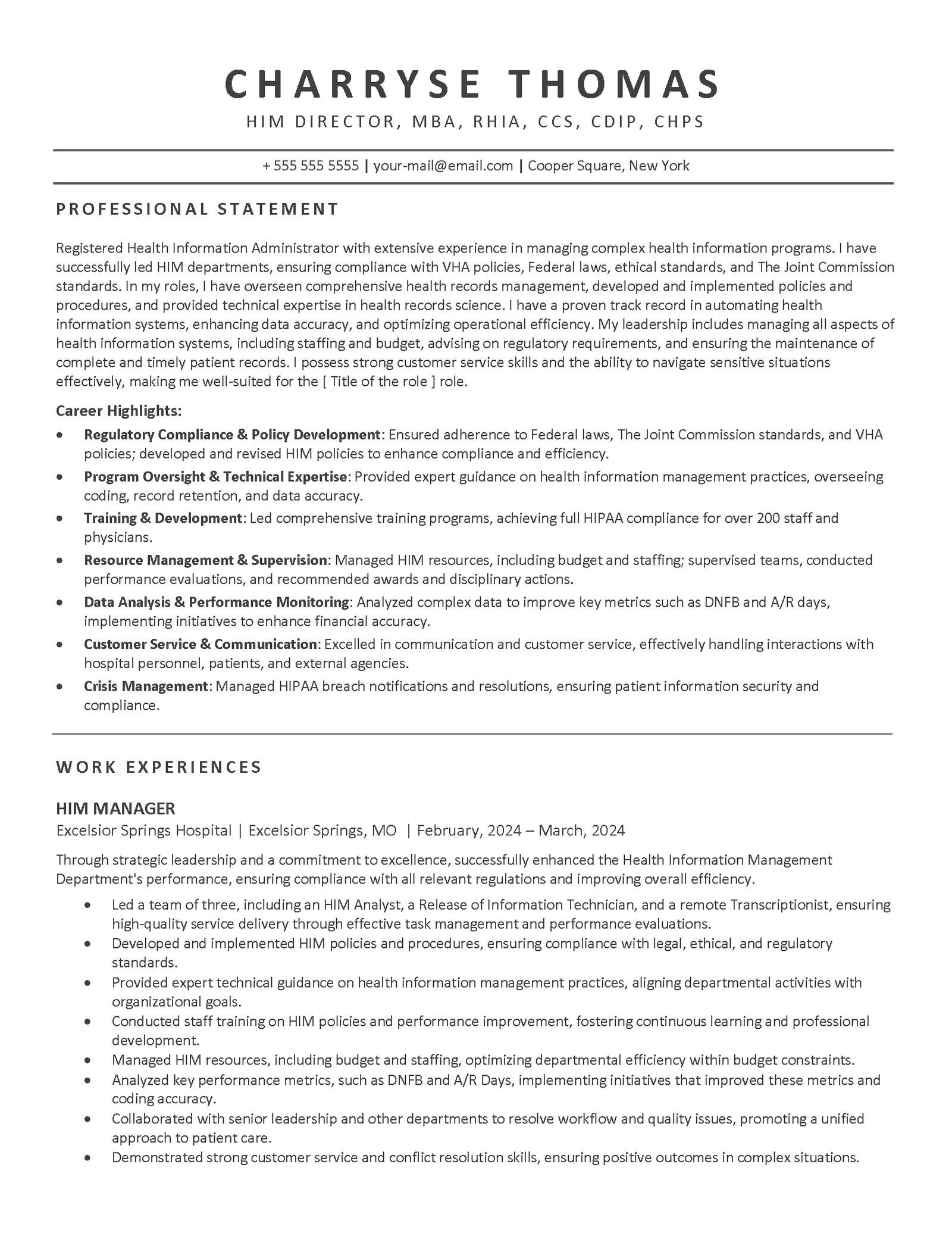 Executive Level Example