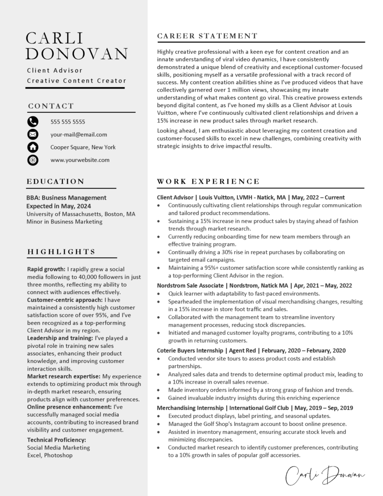 Sample_Carli_Donovan - Resume