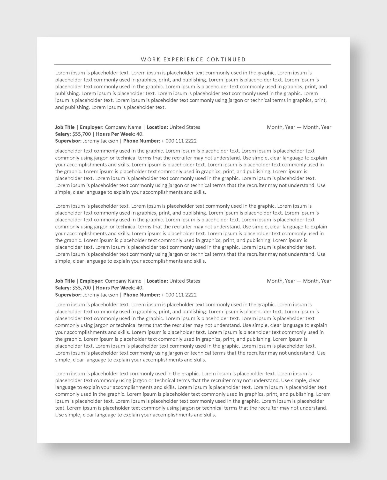 Federal Resume Template 1 - Image 3