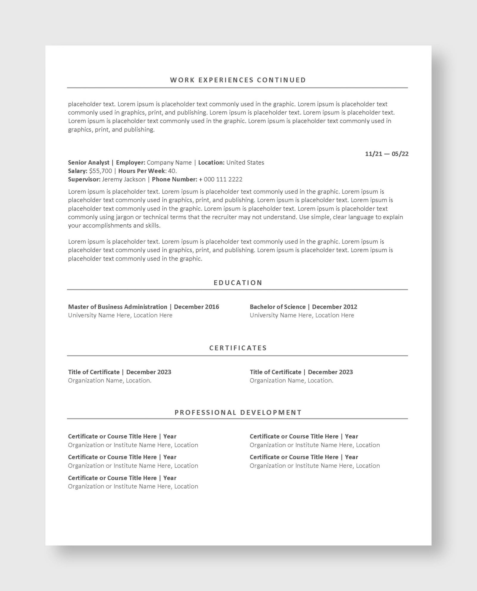 Federal Resume Template 2 - Image 4