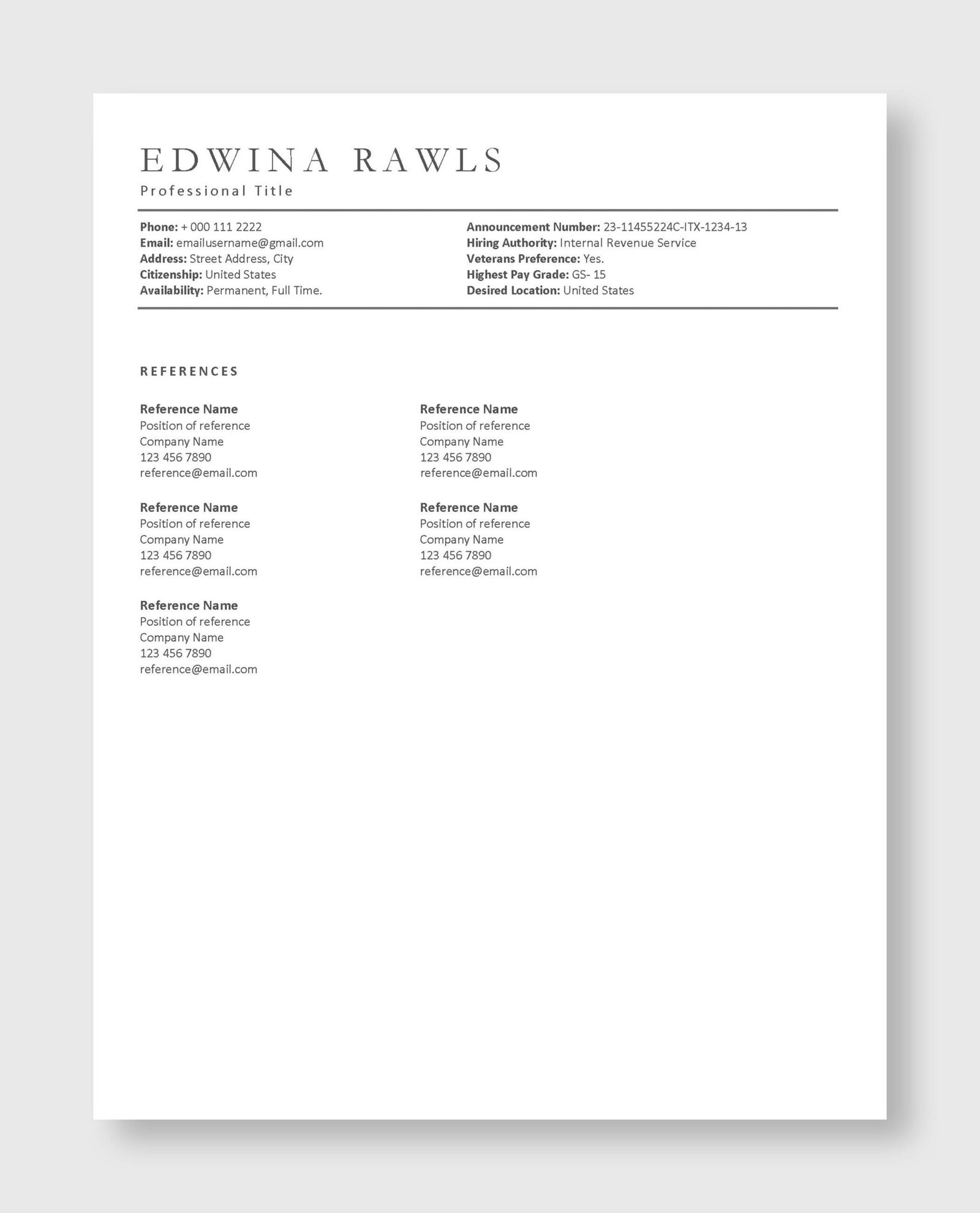 Federal Resume Template 5 - Image 7
