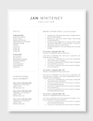 Teacher Resume Template 4