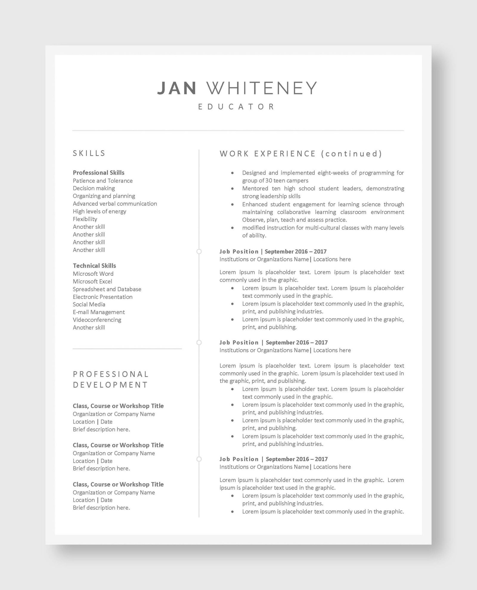 Teacher Resume Template 4 - Image 3