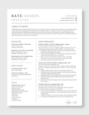 Teacher Resume Template 6