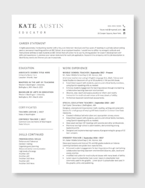 Teacher Resume Template 6