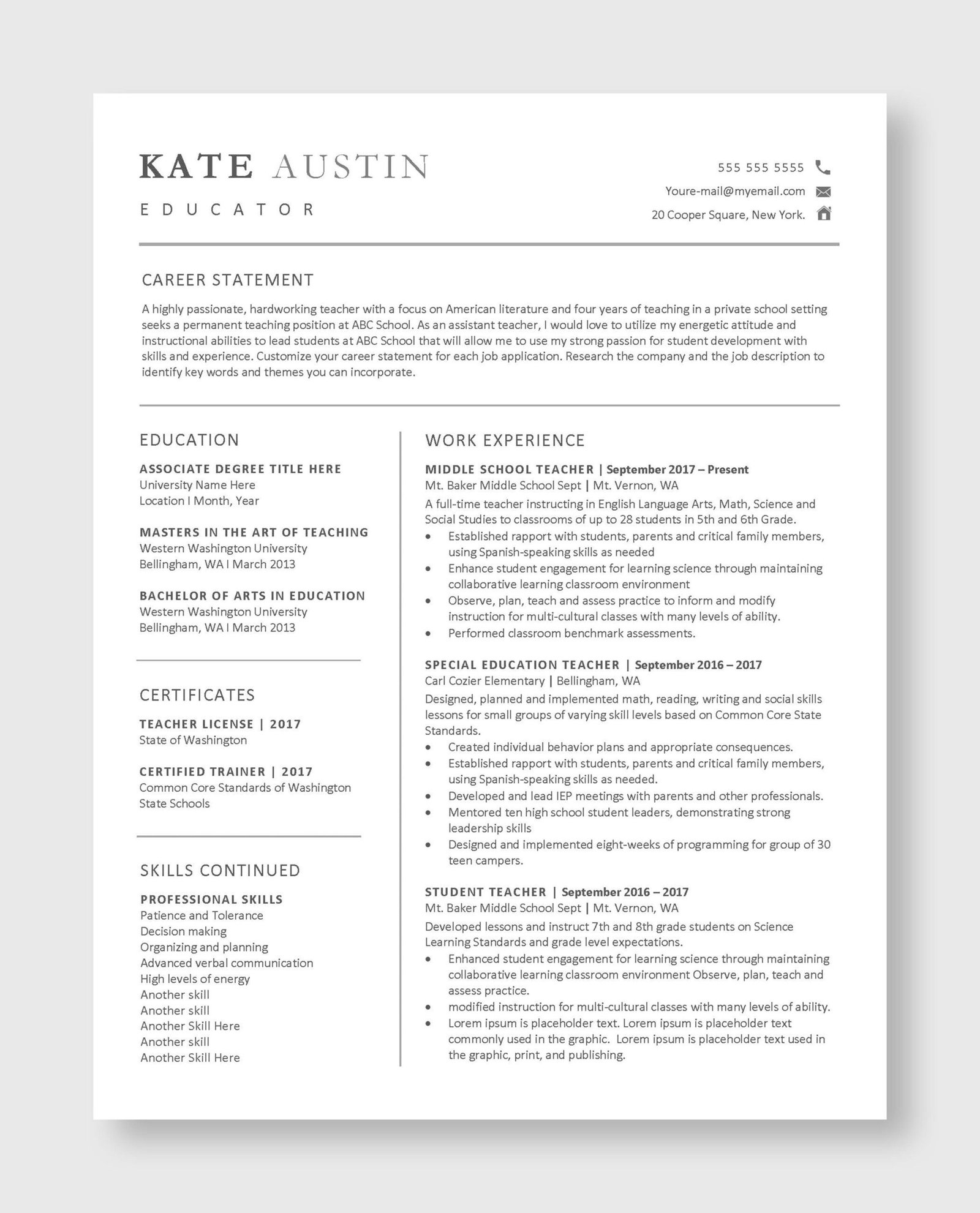 Teacher Resume Template 6 - Image 2