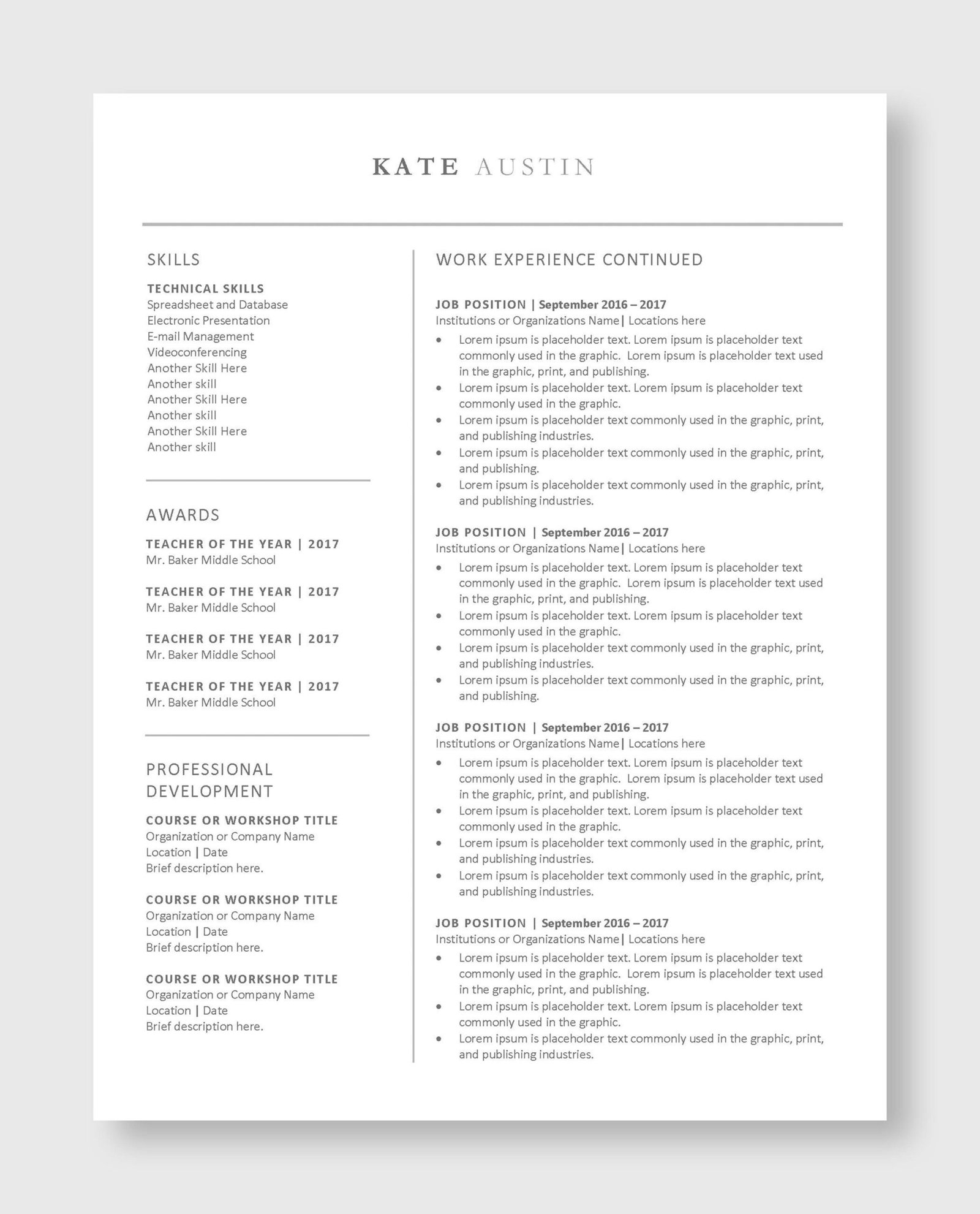 Teacher Resume Template 6 - Image 3