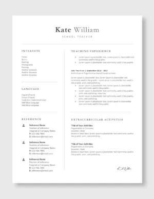 Teacher Resume Template 7