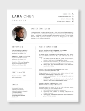 Teacher Resume Template 8