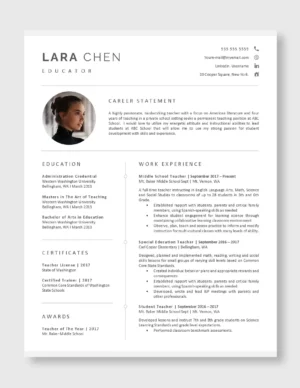 Teacher Resume Template 8
