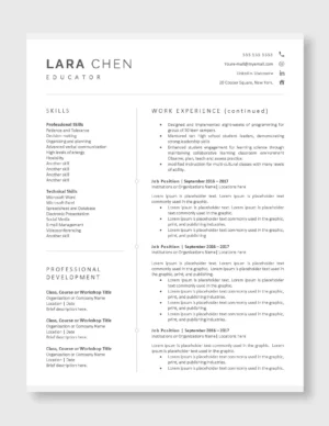Teacher Resume Template 8