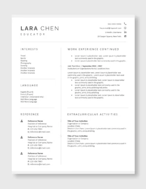 Teacher Resume Template 8