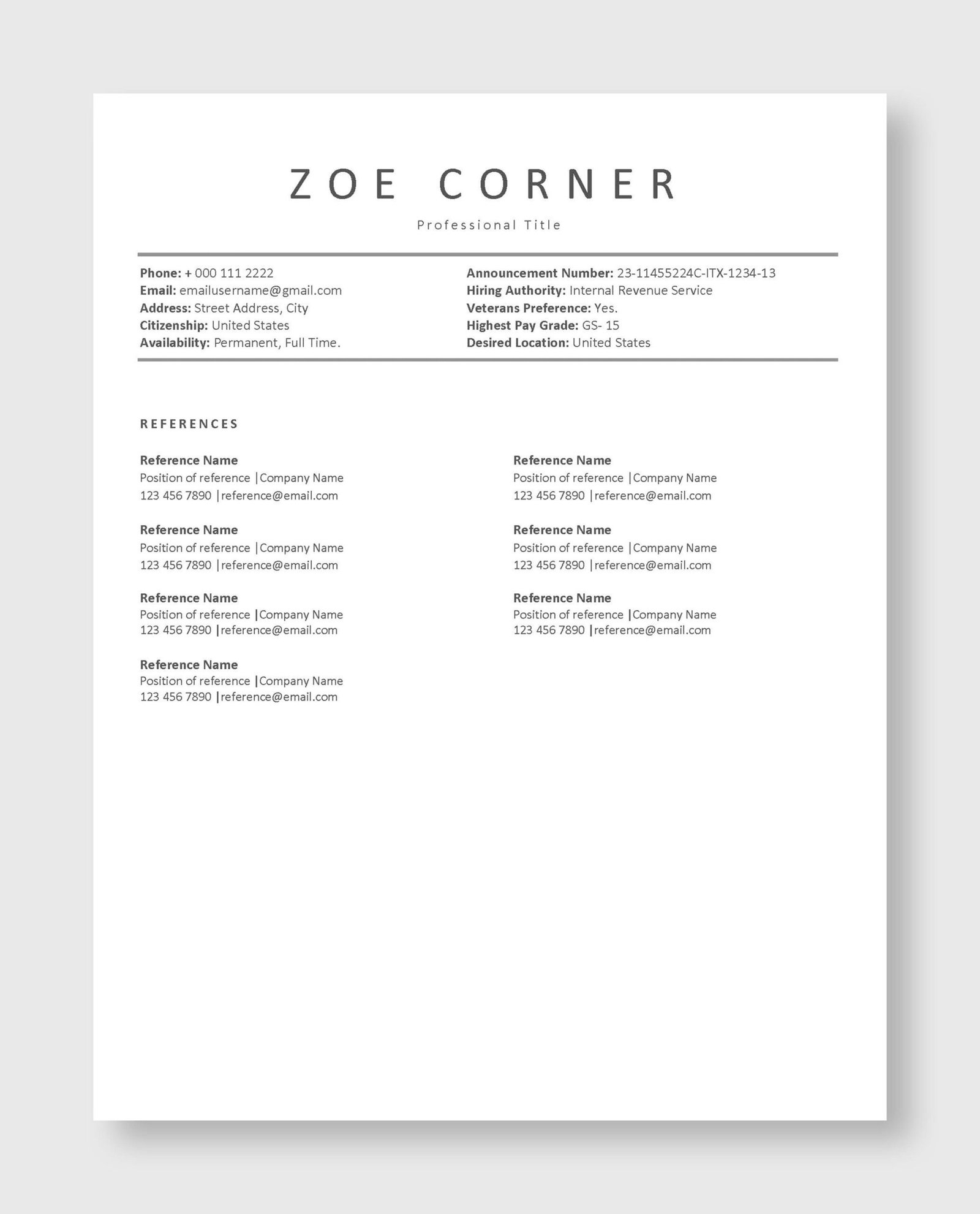 Federal Resume Template 7 - Image 6