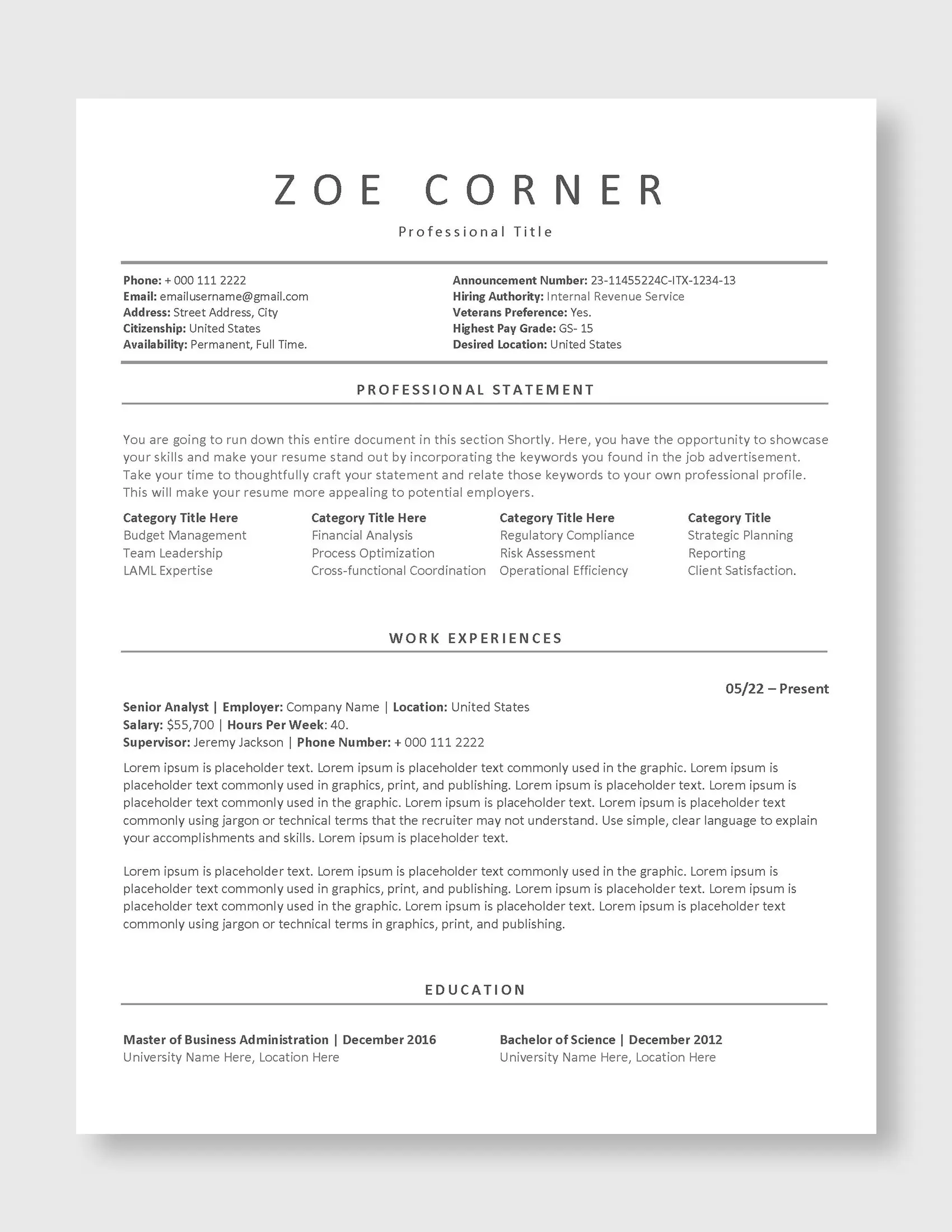 Zoe_Corner_Federal_us_1page_resume_template