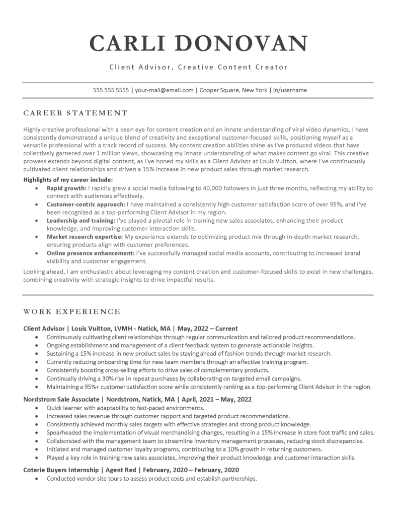 Sample_Carli_Donovan - Resume_ATS_Page_1