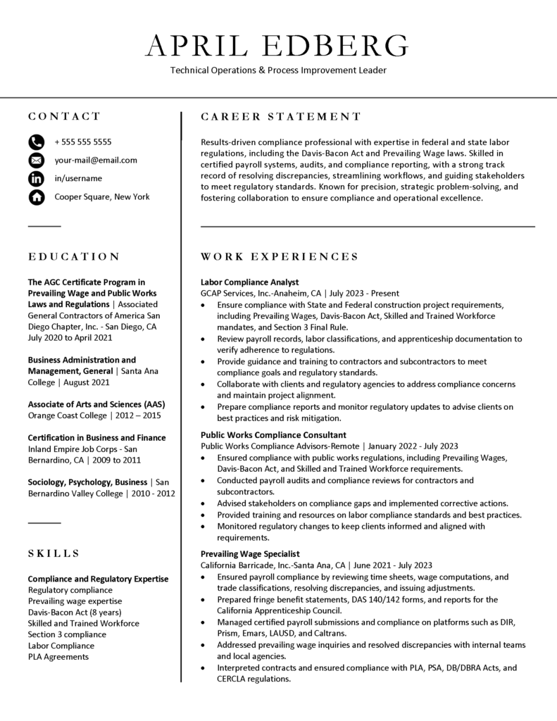 Sample_ APRIL EDBERG_Resume_Page_1