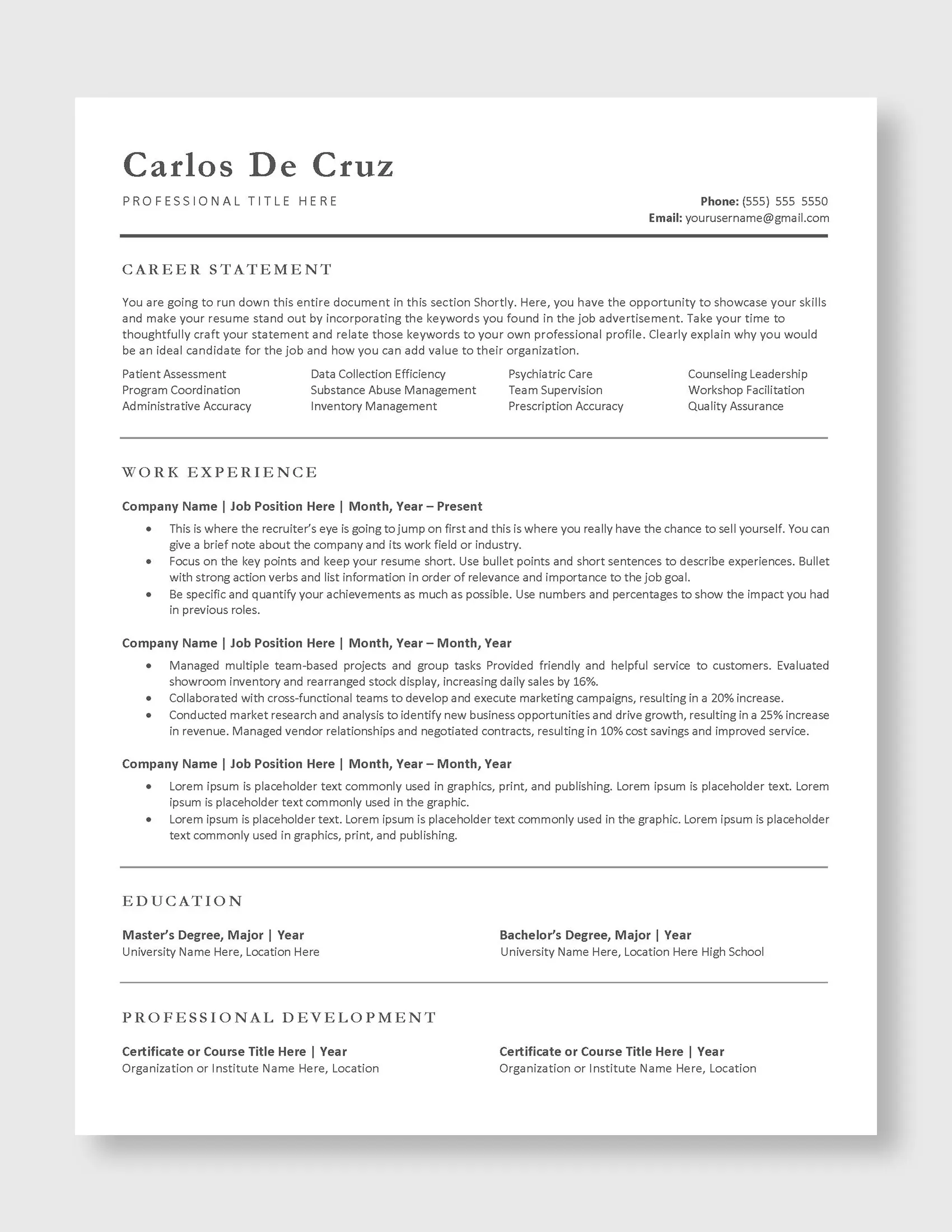 Carlos_De_Cruz_ATS_Resume_Template_1_Page_Resume