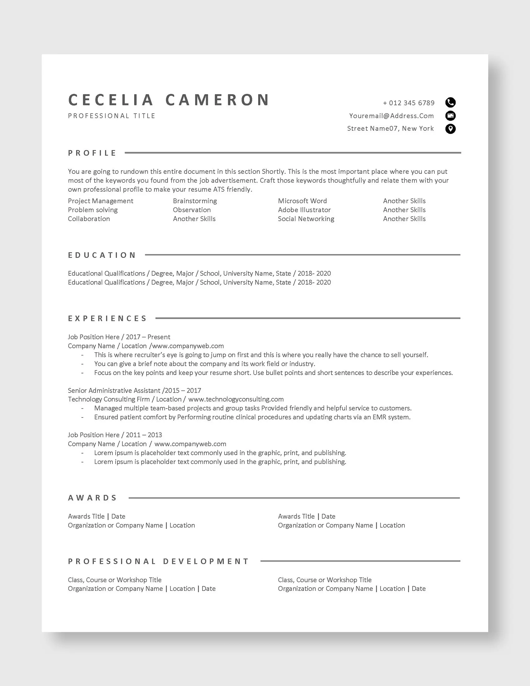 Cecelia_Cameron_ATS_US_1_page_ATS_Resume