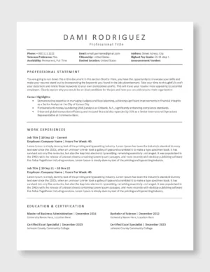 Federal Resume Template 3
