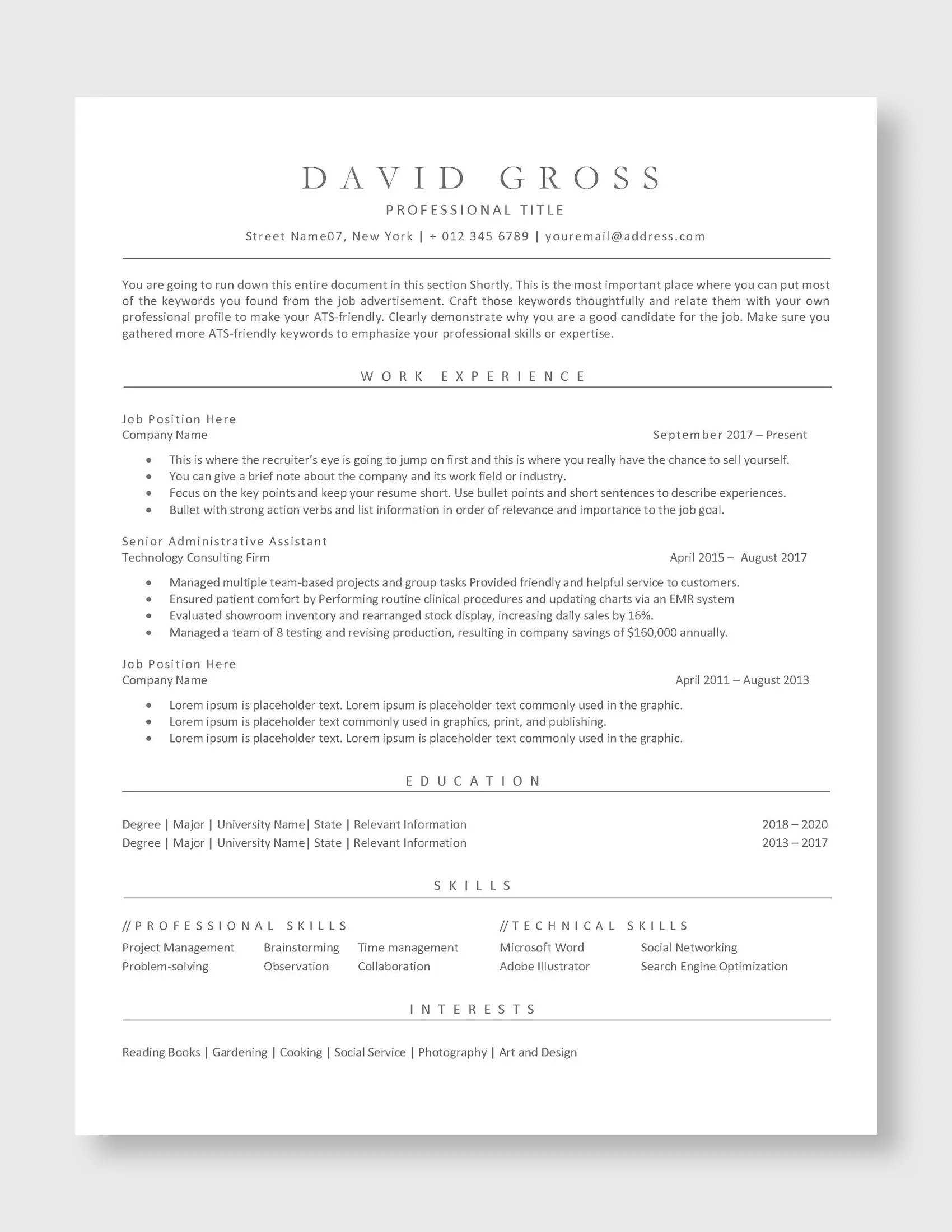 David Gross_ATS_US_1 Page resume