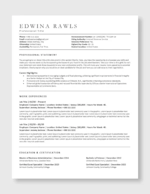 Federal Resume Template 5