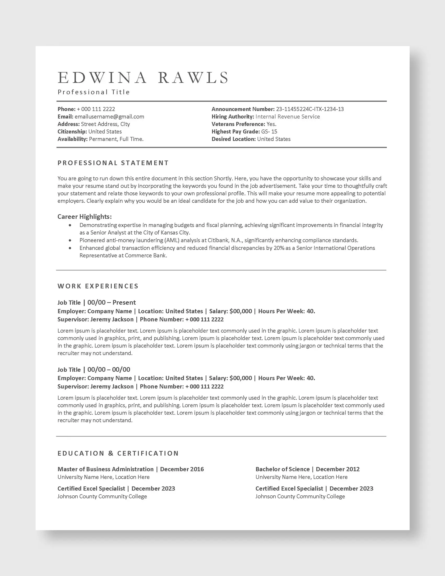 Edwina_Rawls_Federal_US_1Page_Resume_template