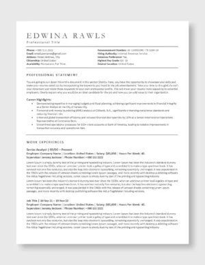 Federal Resume Template 5