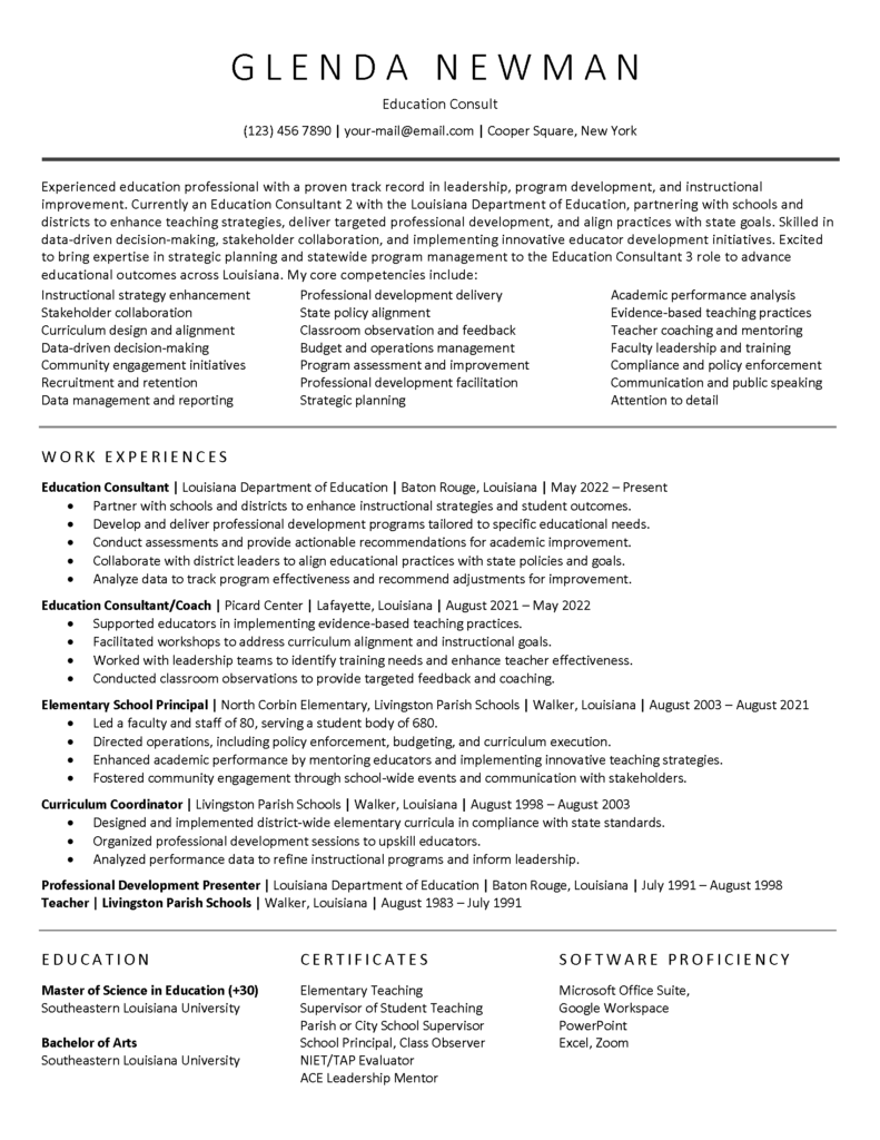 Sample_Glenda_resume_ATS