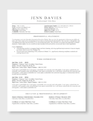 Federal Resume Template 6