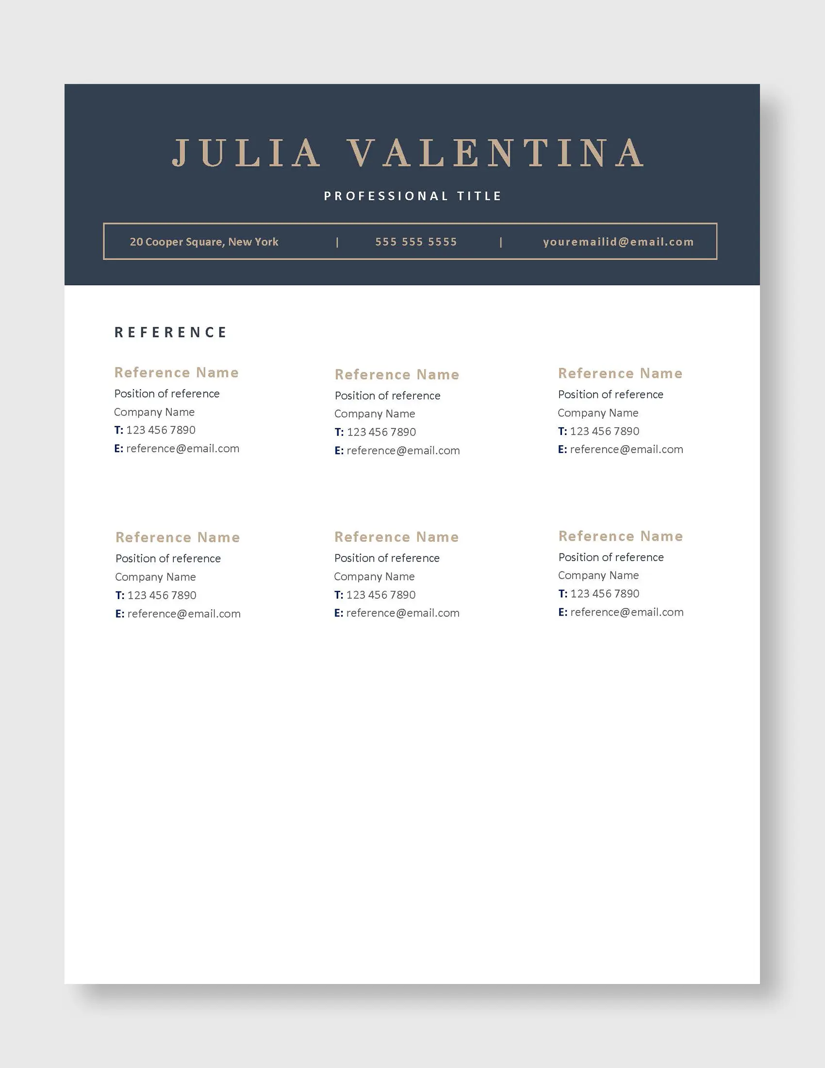 Julia_Valentina_Professsional_Reference_US_Template