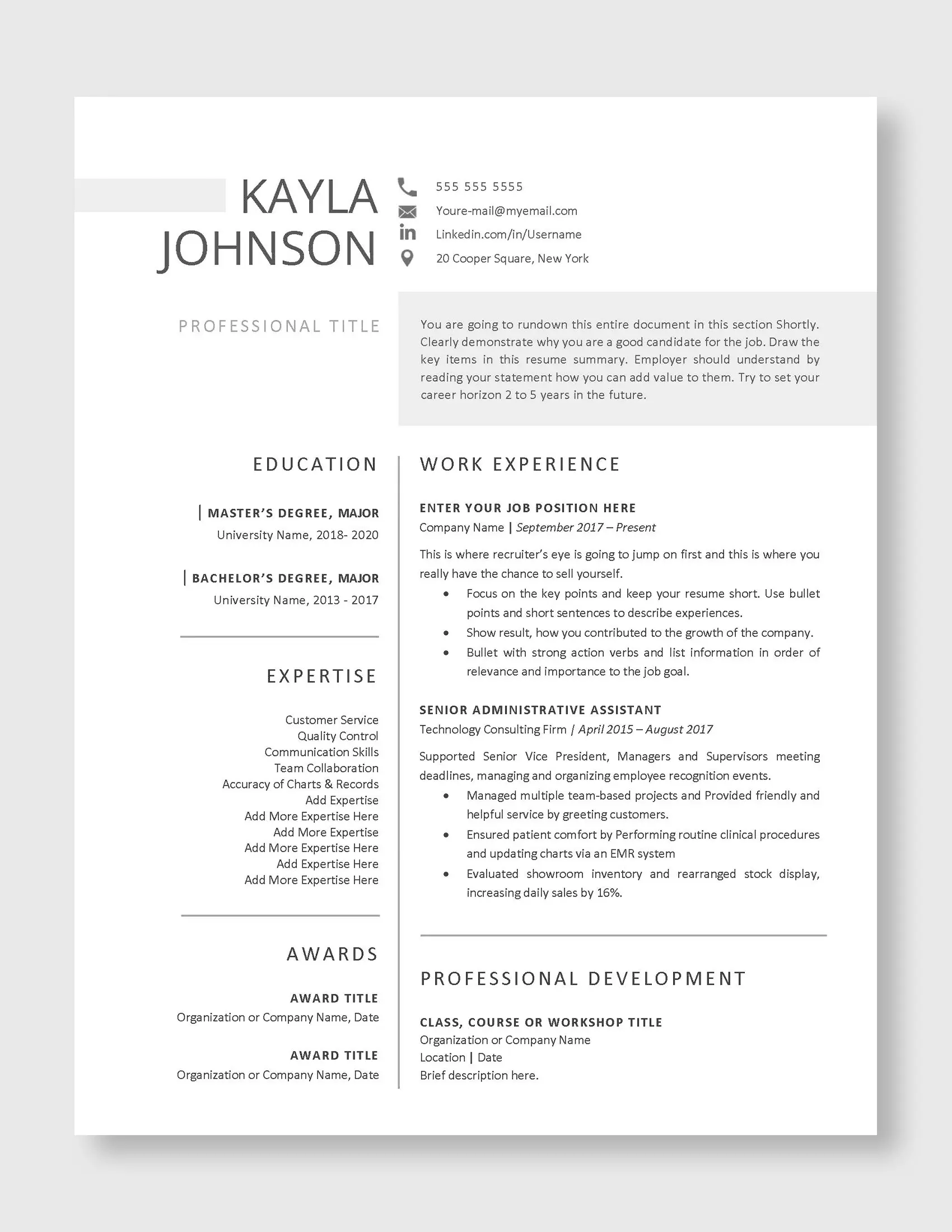 Kayla_Johnson_Professional_1Page_US_LetterSize_Template