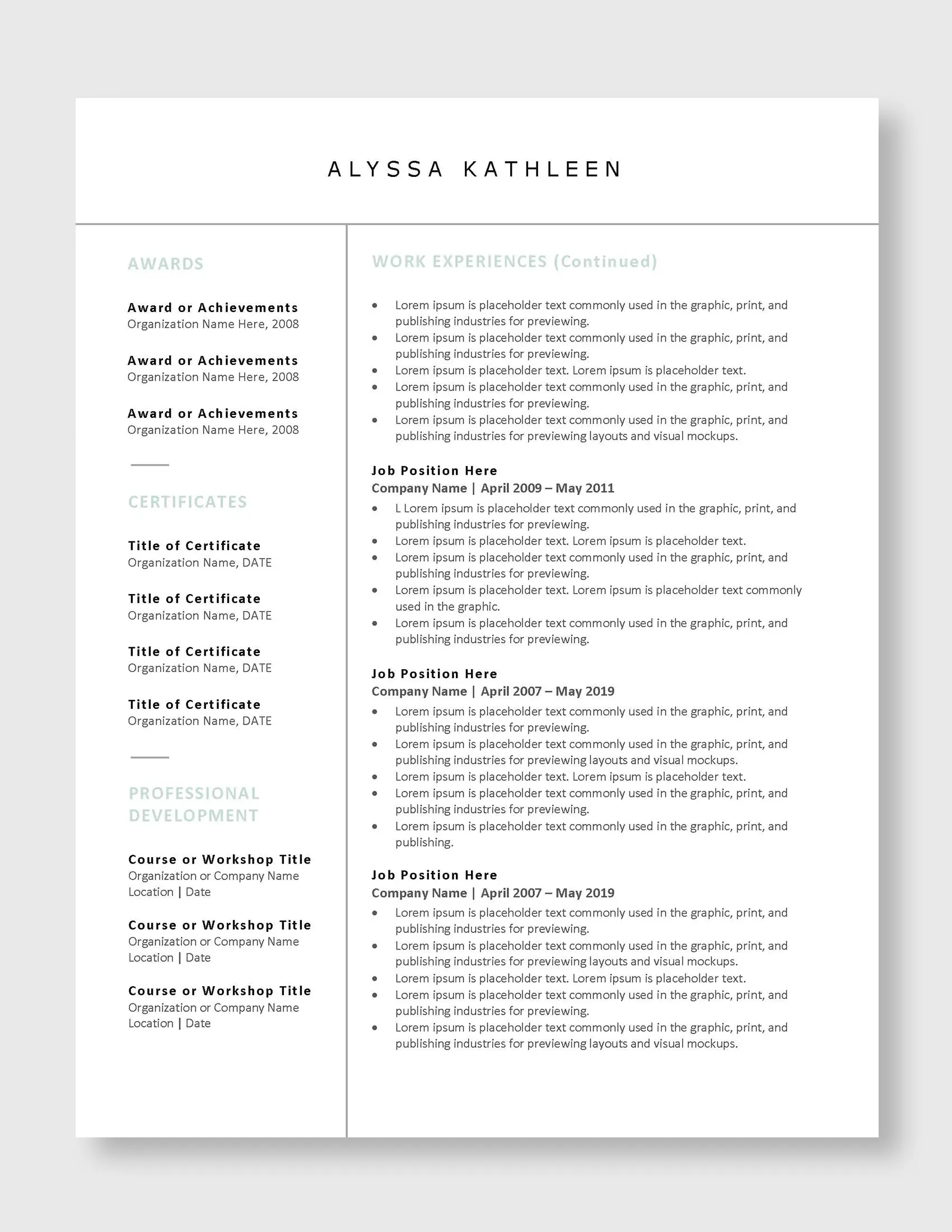 Creative_Resume_Template_Alyssa_Kathleen_US_3_page_Resume_Page_2
