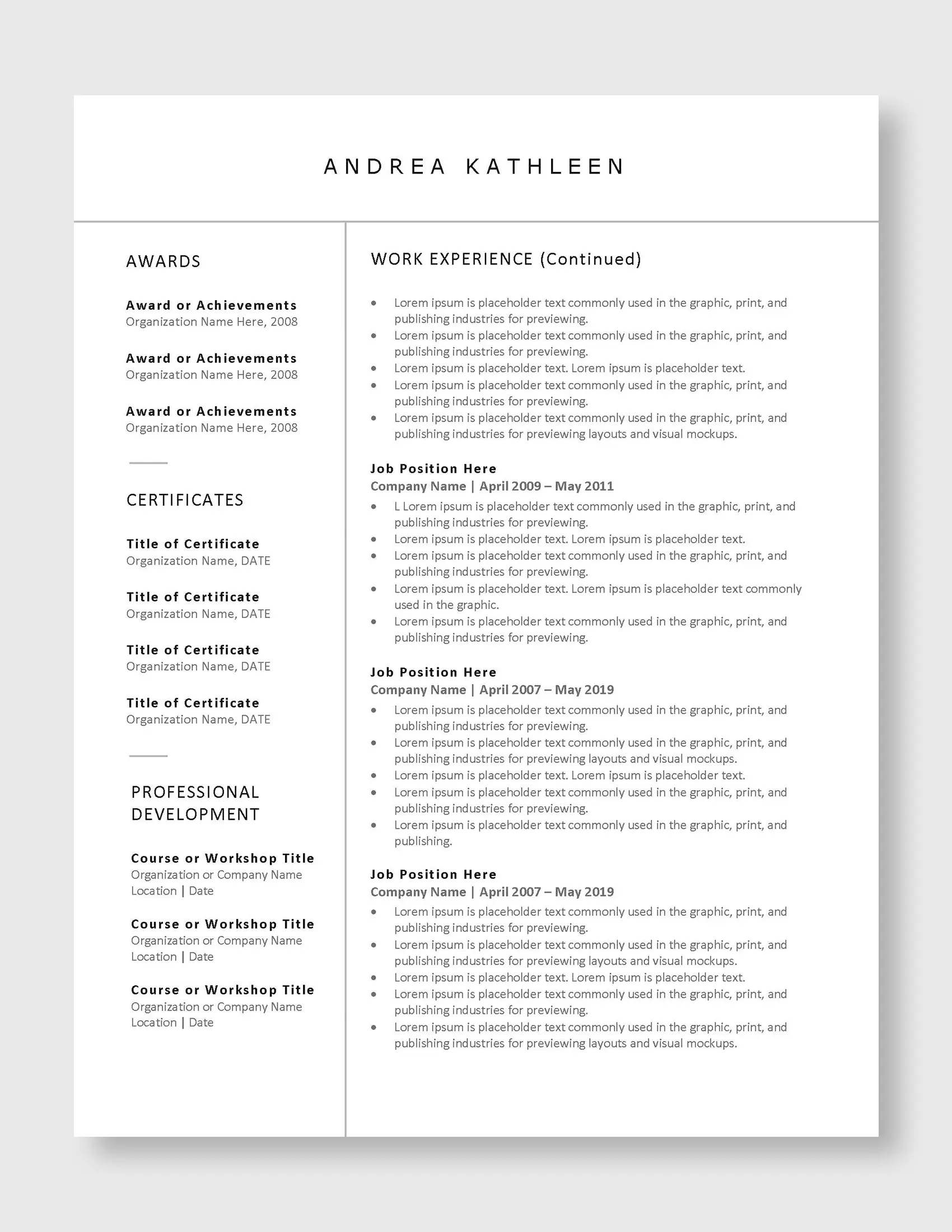 Creative_Resume_Template_Andrea_Kathleen_US_3_page_Resume_Page_2